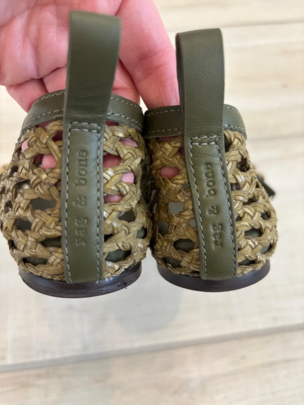 rag & bone Spire Woven Mary Jane Flats Loden Green Sz 37 US 7 - Picture 5 of 12